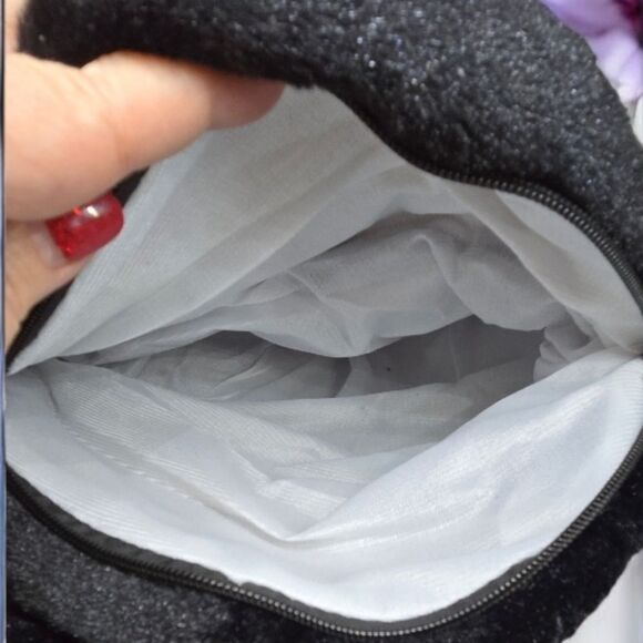 Hello Kitty Backpack Kuromi Embroidered Plush Furry Black 15" Book Bag Sanrio - Picture 11 of 14